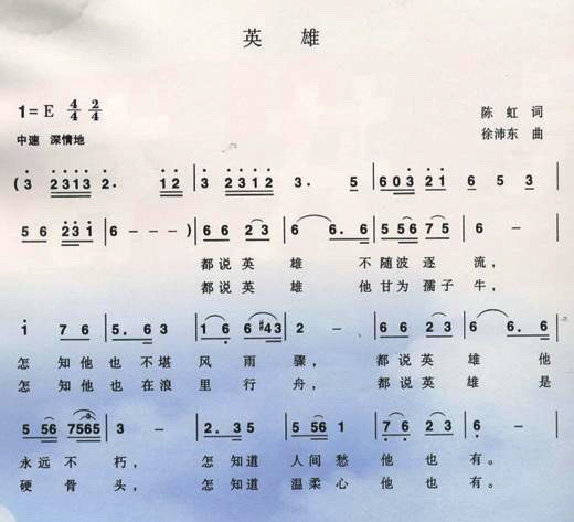 《英雄》简谱