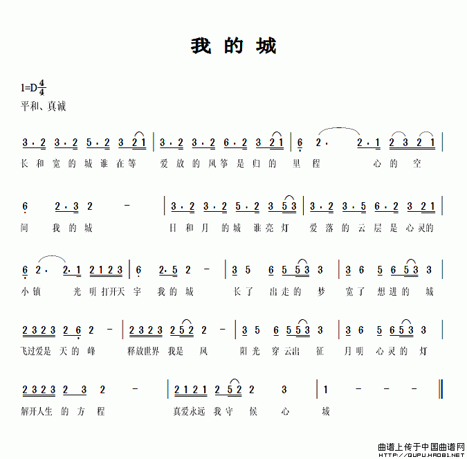 《我的城》乐谱