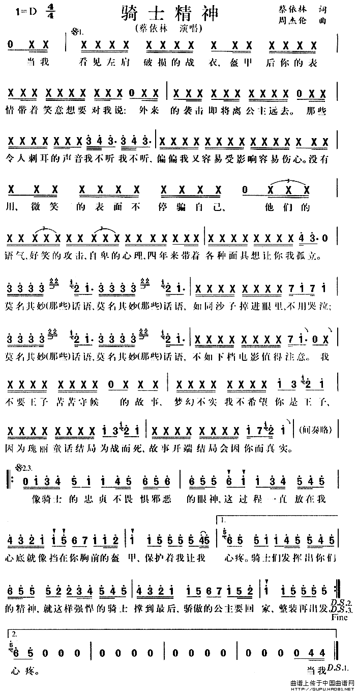 《骑士精神》简谱