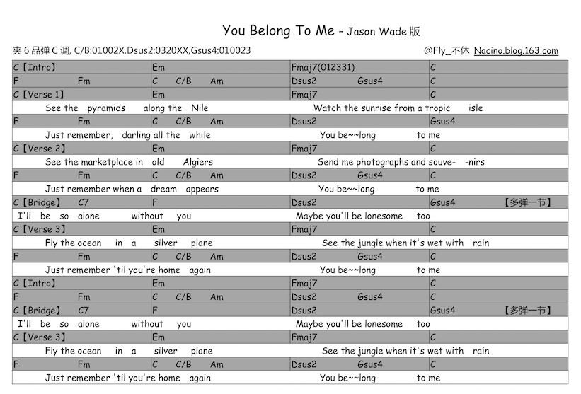 《You Belong To Me》乐谱