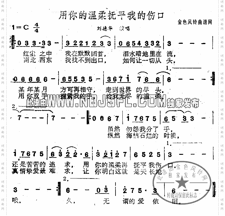 《用你的温柔抚平我的伤口》简谱