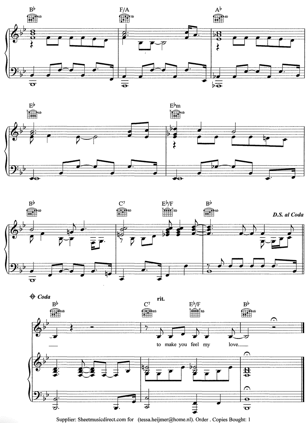 《Make You Feel My Love》五线谱