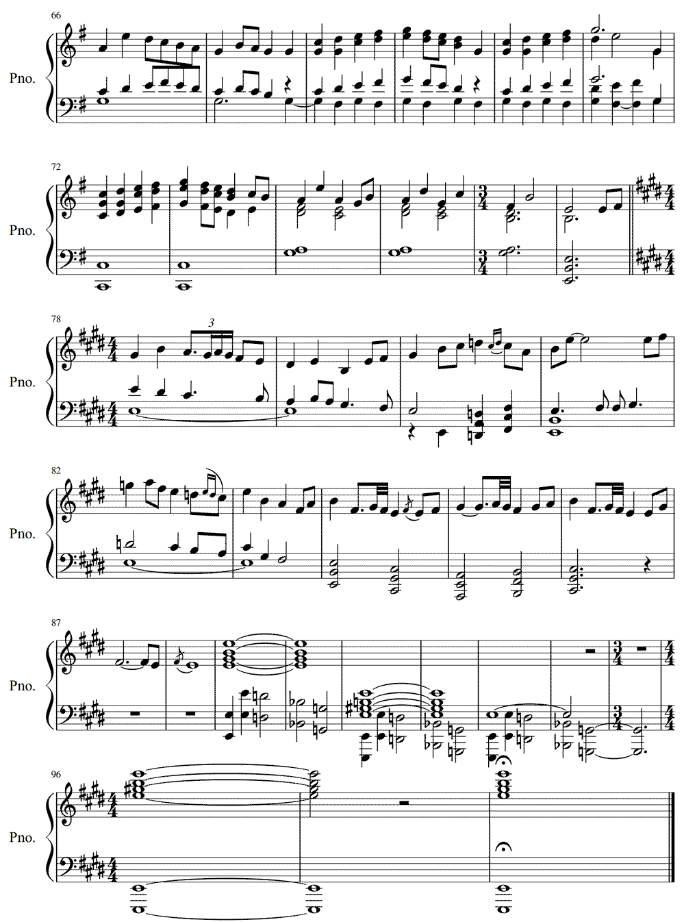 《大海的咏叹》五线谱