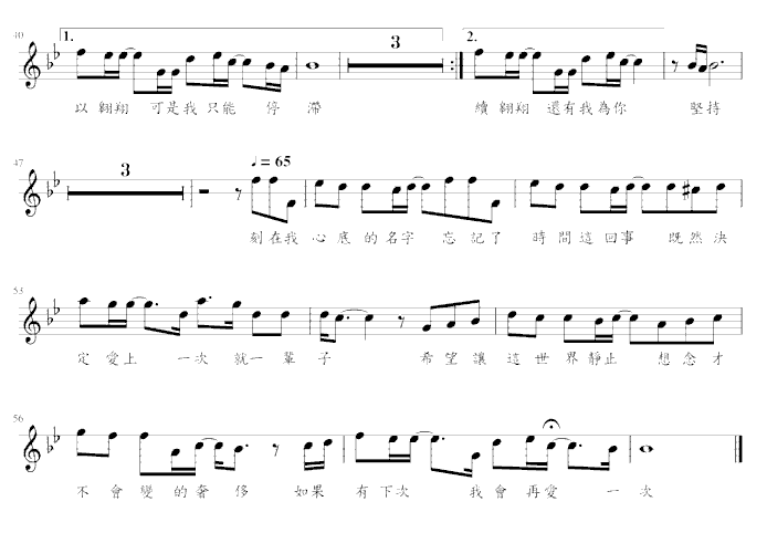 《刻在你心底的名字》五线谱