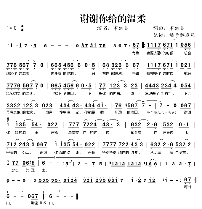 《谢谢你给的温柔》简谱