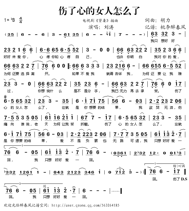《伤了心的女人怎么了》简谱