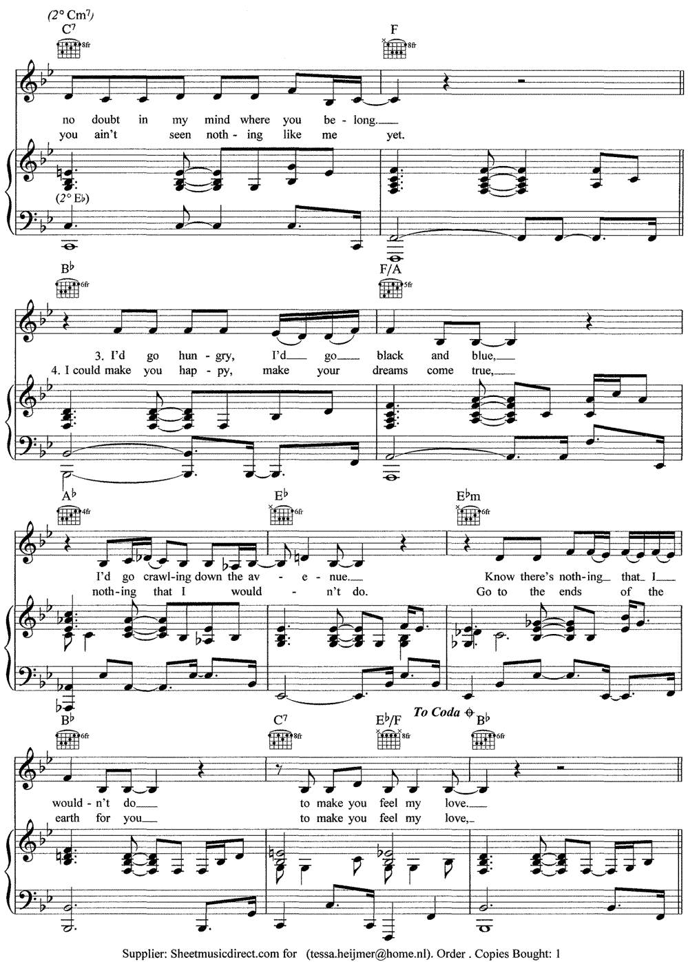《Make You Feel My Love》五线谱