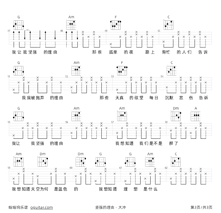 《坚强的理由》吉他谱