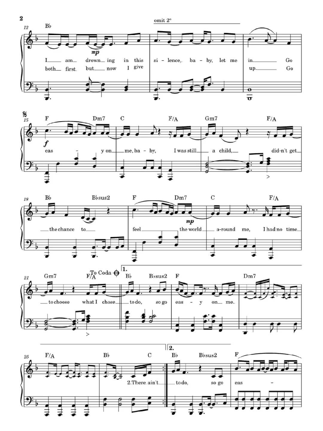 《Easy on Me》五线谱