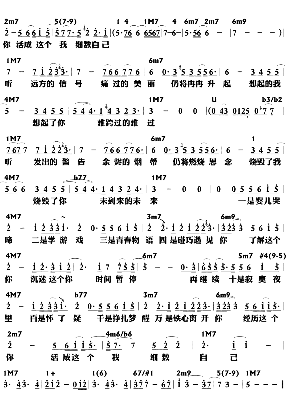 《年轮说》简谱