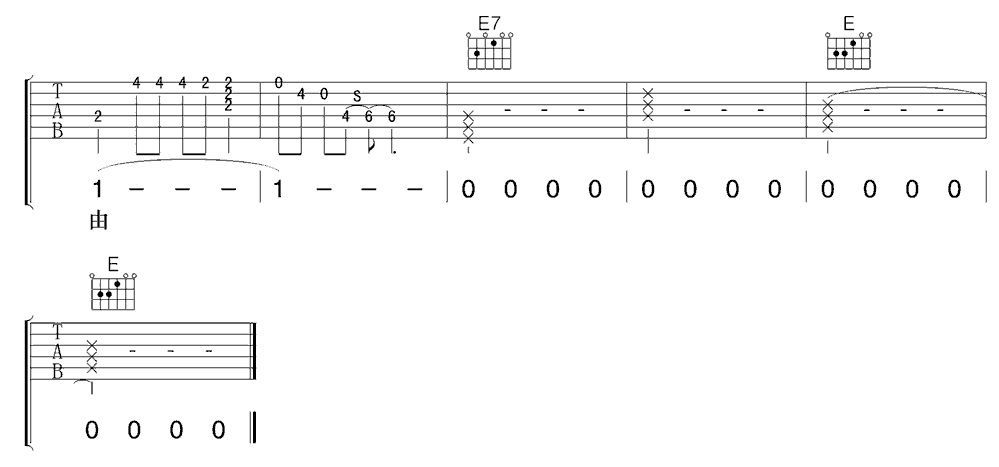 《大人中》简谱吉他谱对照