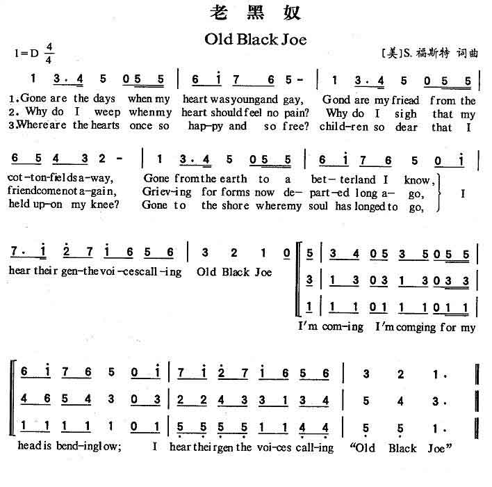 《Old Black Joe》简谱