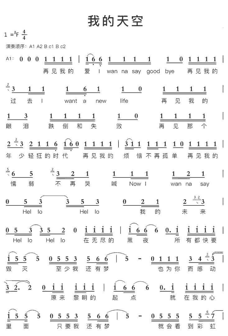 《我的天空》简谱