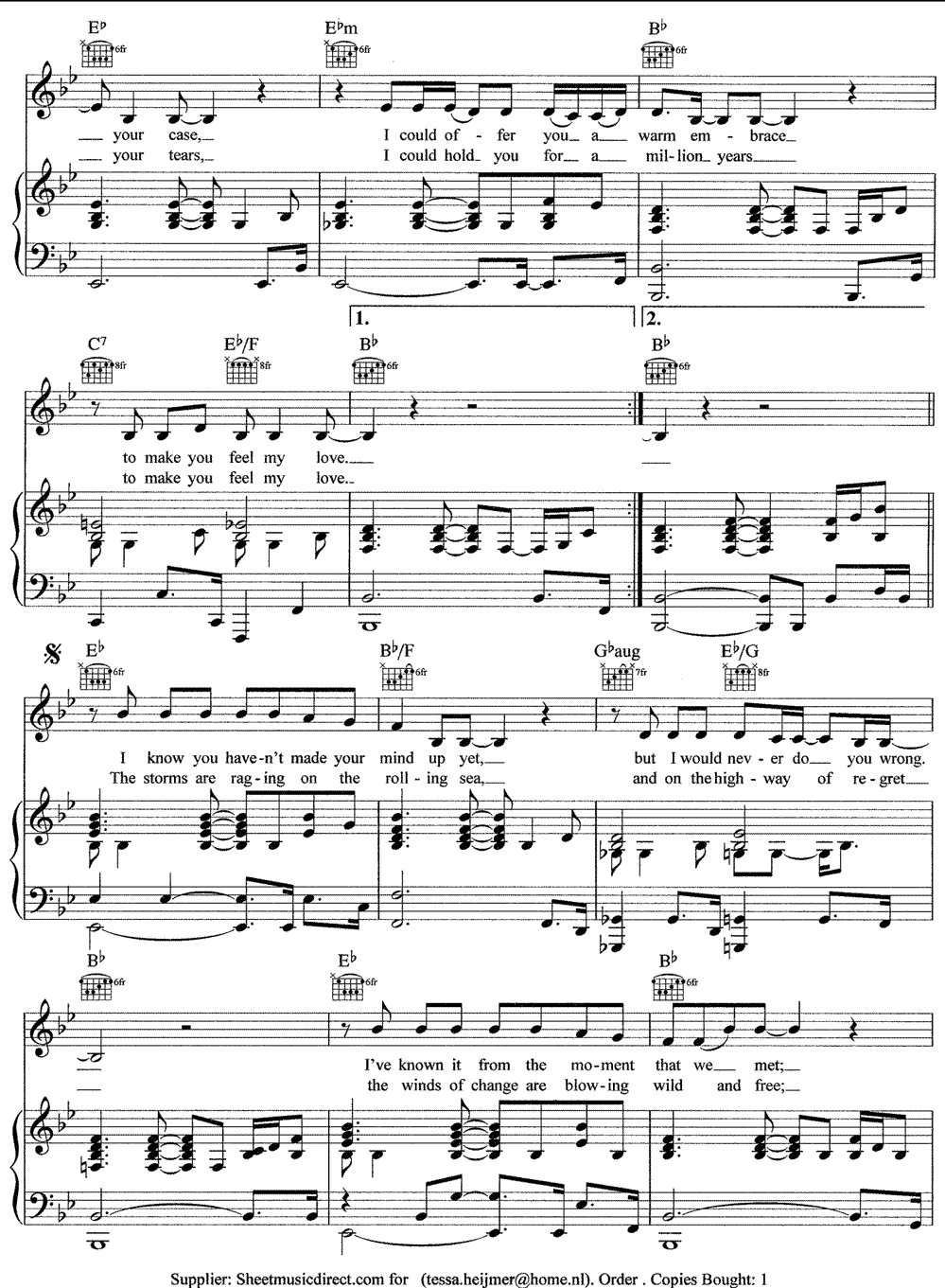 《Make You Feel My Love》五线谱