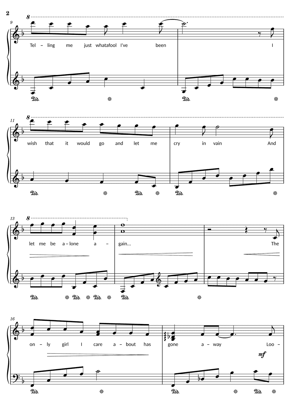 《雨中的旋律 Rhythm of the Rain》五线谱