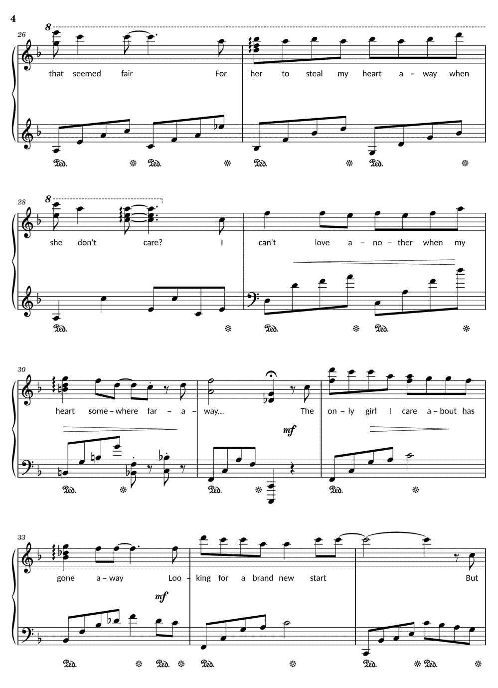 《雨中的旋律 Rhythm of the Rain》五线谱