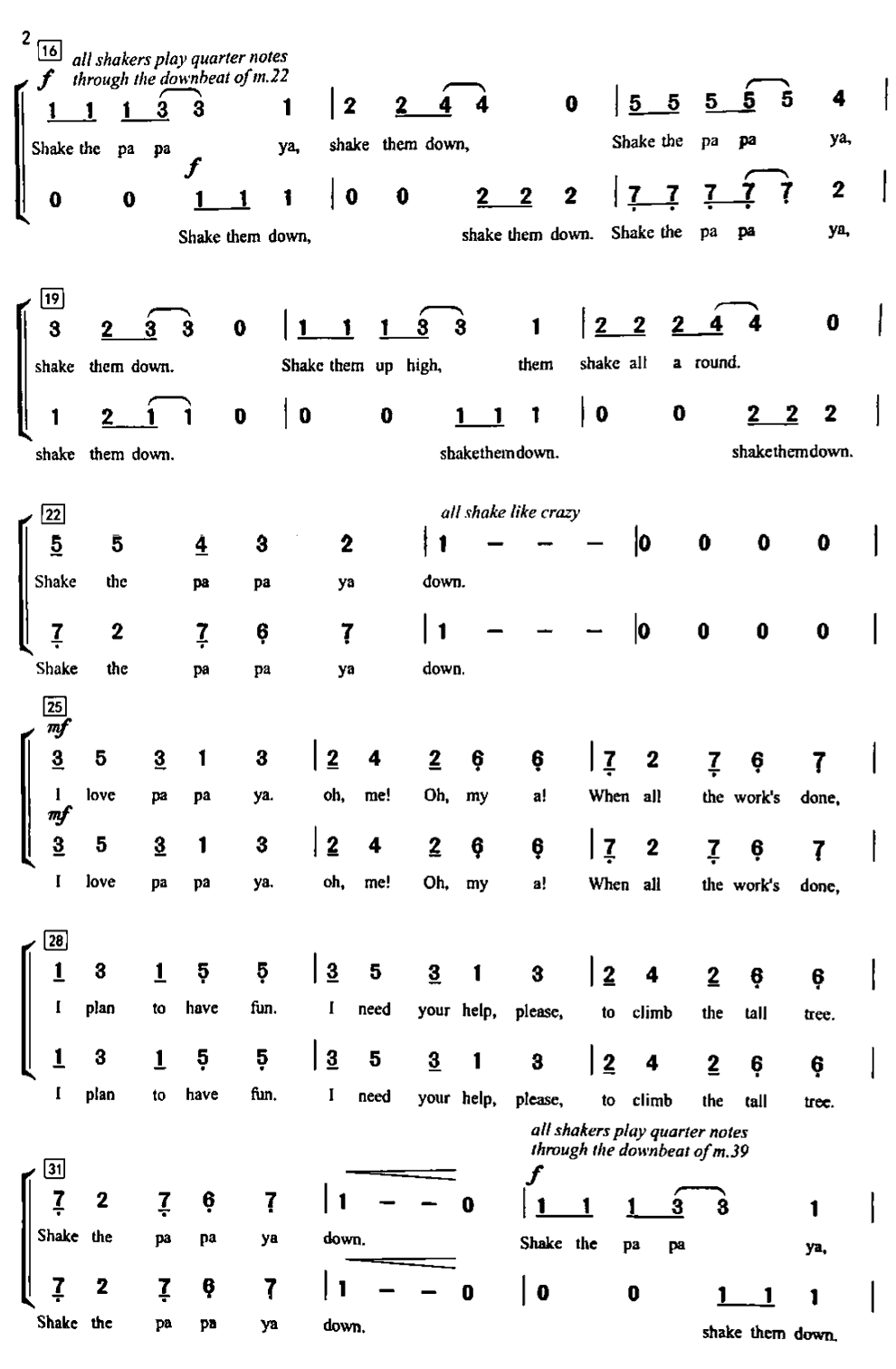 《The Papaya Song"》简谱