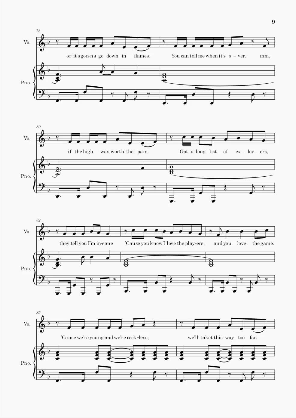 《Blank Space》五线谱