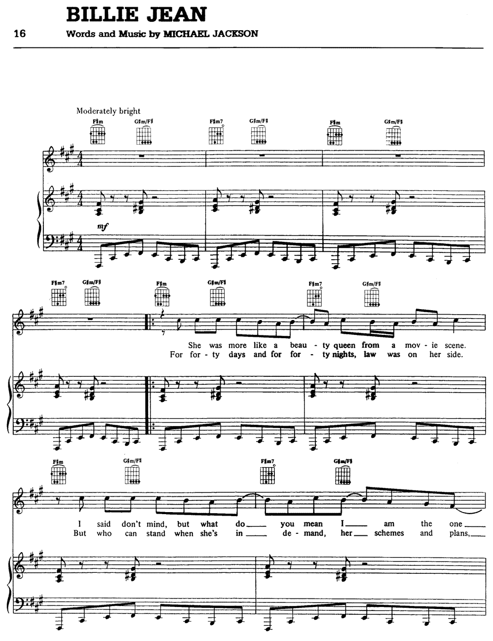 《Billie Jean》五线谱