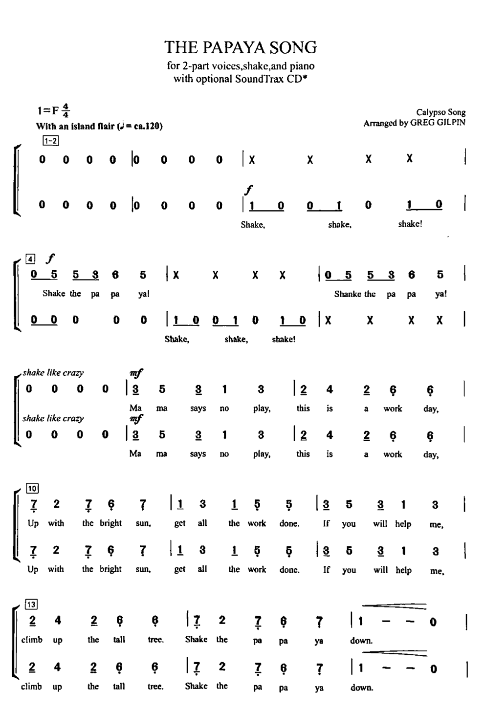 《The Papaya Song"》简谱