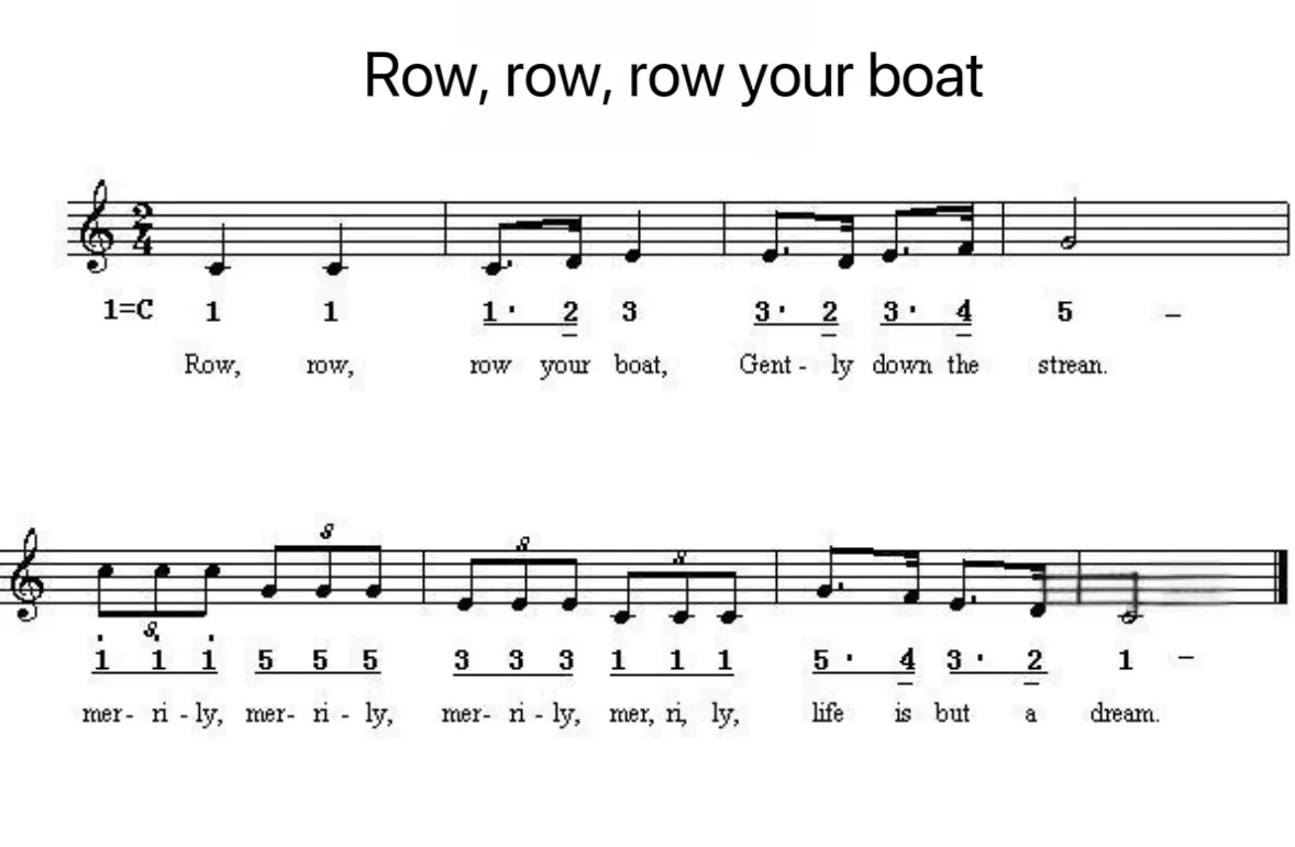 《划船歌 Row, Row, Row Your Boat》五线谱