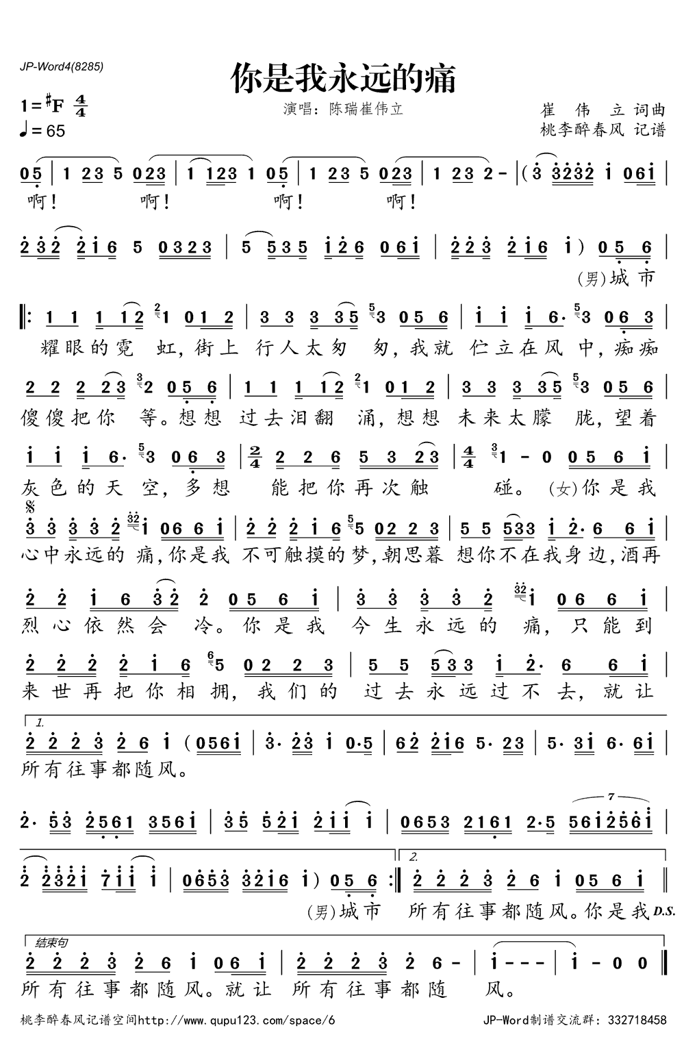 《你是我永远的痛》简谱