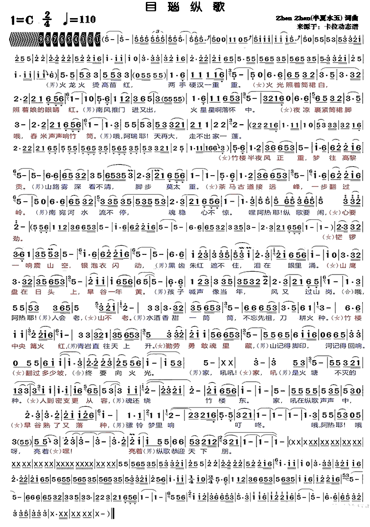 《目瑙纵歌进行曲》简谱