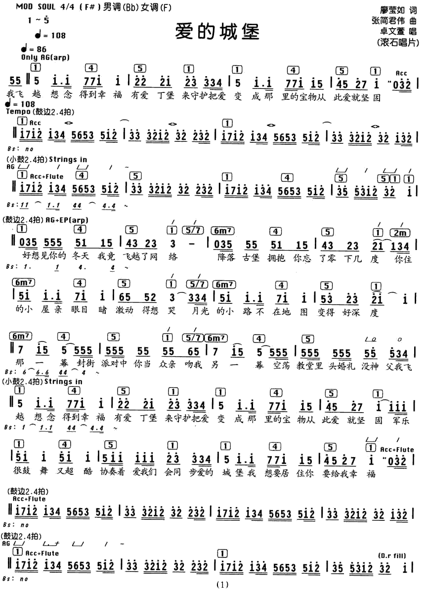 《爱的城堡》简谱