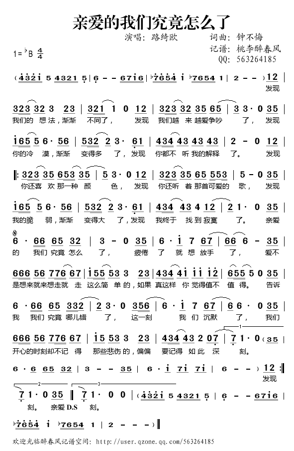 《亲爱的我们究竟怎么了》简谱
