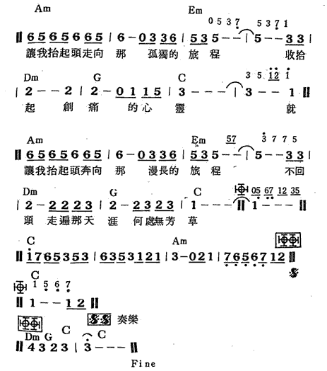 《天涯我独行》简谱
