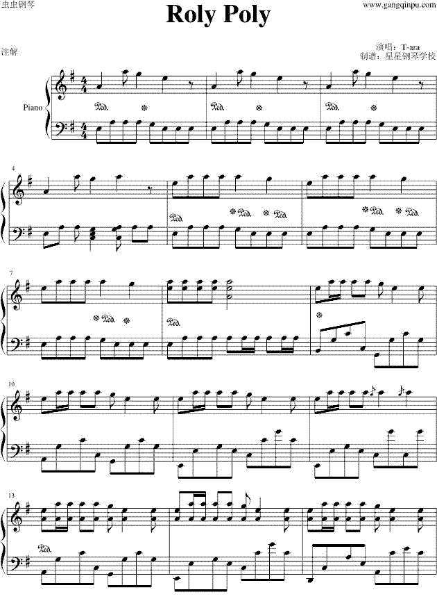 《Roly Poly》五线谱