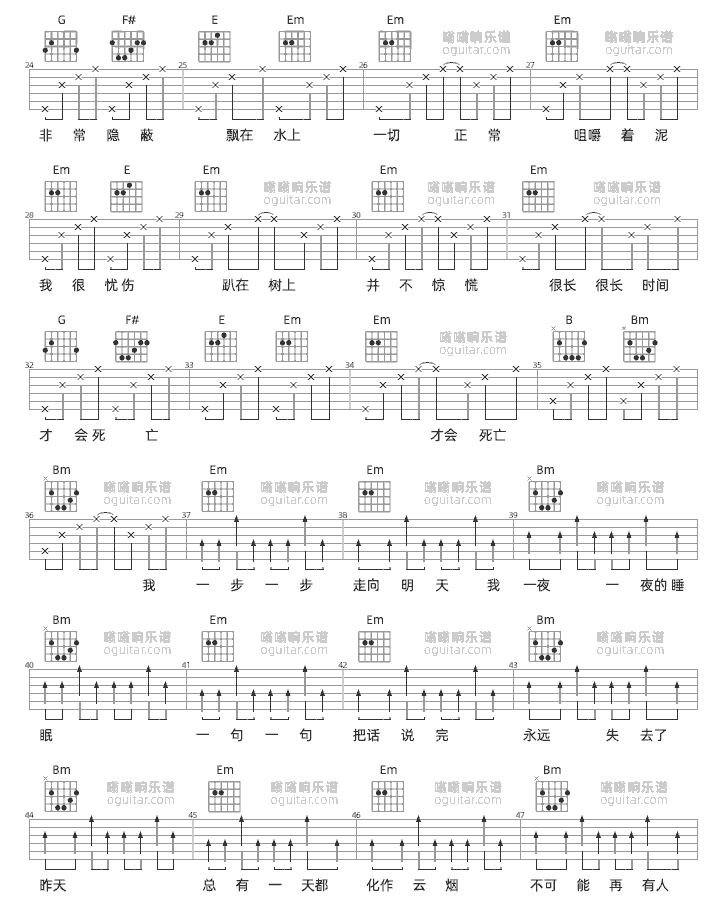 《冷血动物》吉他谱